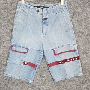 VTG Marithe Francois Girbaud Shorts Mens 34 Blue Denim Baggy Skater Shuttle Tape